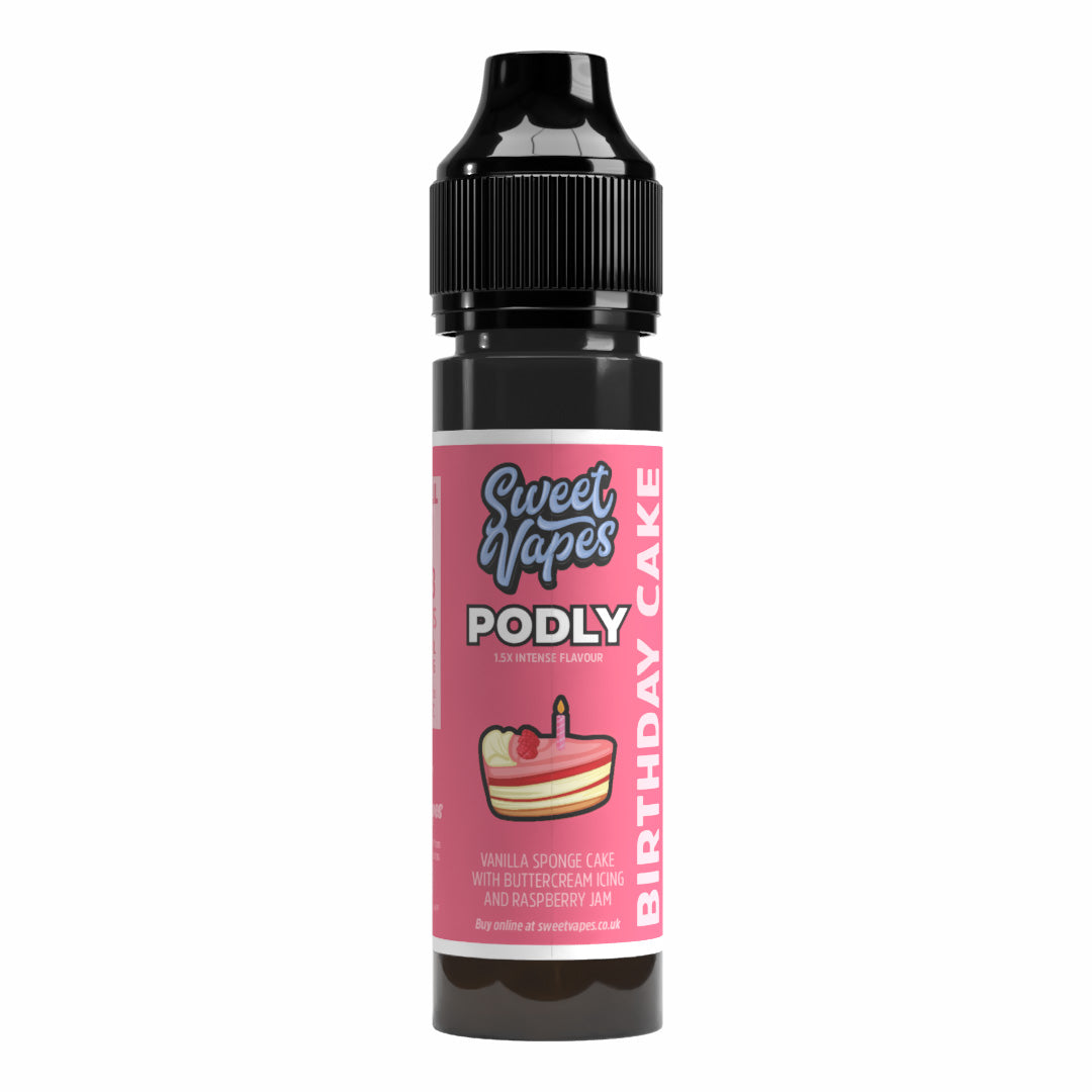 Birthday Cake PODLY 50/50 Longfill 6mg 8mg 10mg 12mg - Sweet Vapes